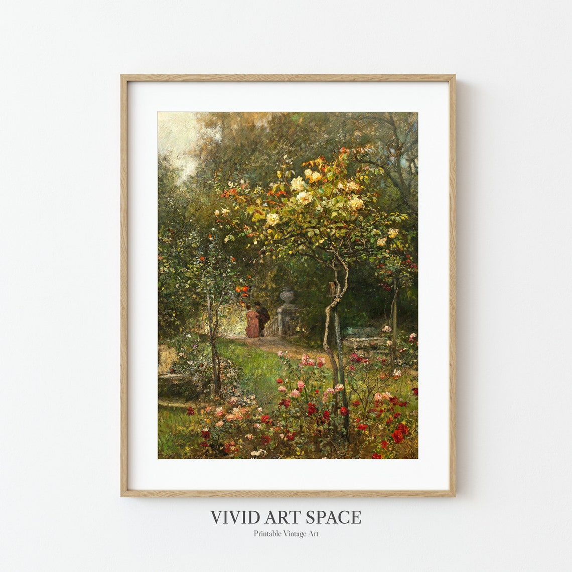 Victorian Rose Garden Arbor Blooming Path With Figures Poster - Image 2