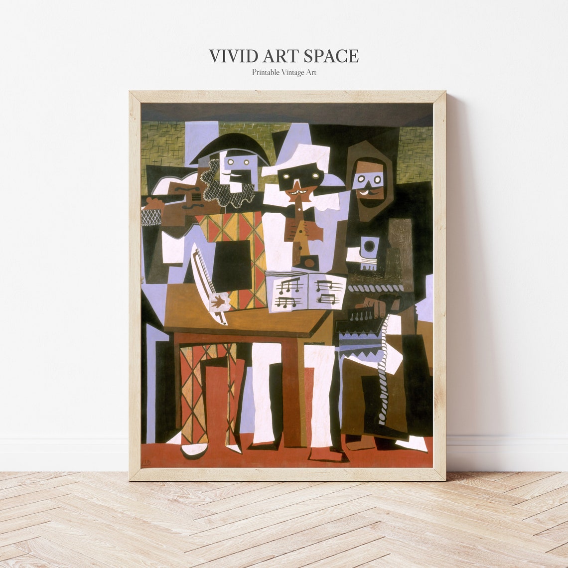 Picasso Three Musicians Large 1921 Cubist Masked Portrait Poster - Image 2