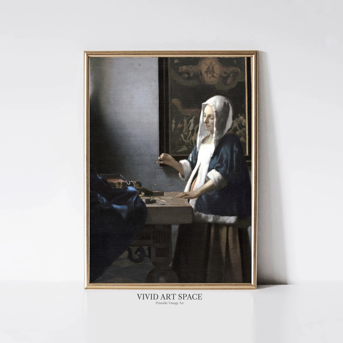 Woman Holding A Balance By Johannes Vermeer Dutch Baroque Painting Vintage Woman Portrait Print Printable Wall Art