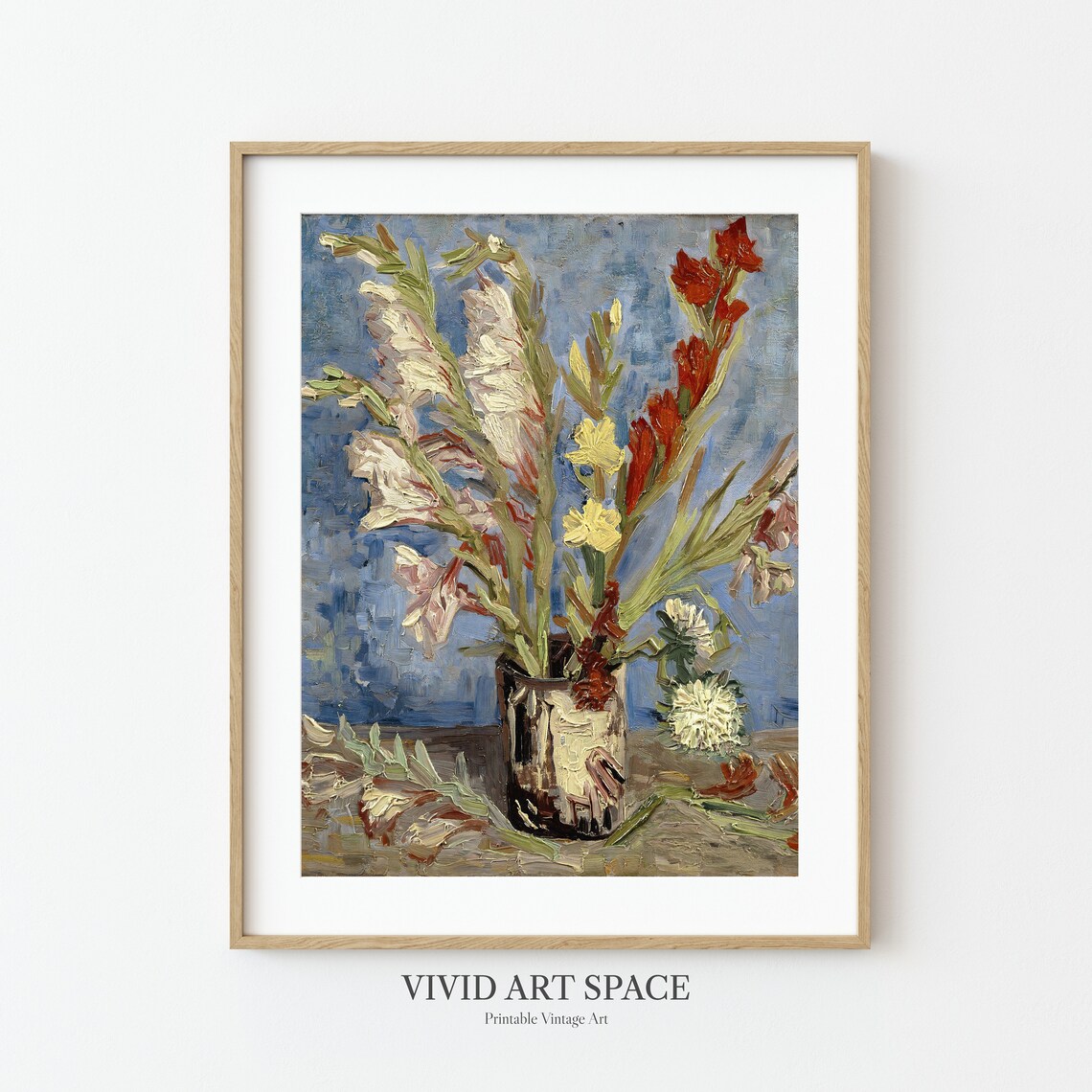 Vase With Gladioli And China Asters, Van Gogh Art Print - Image 3