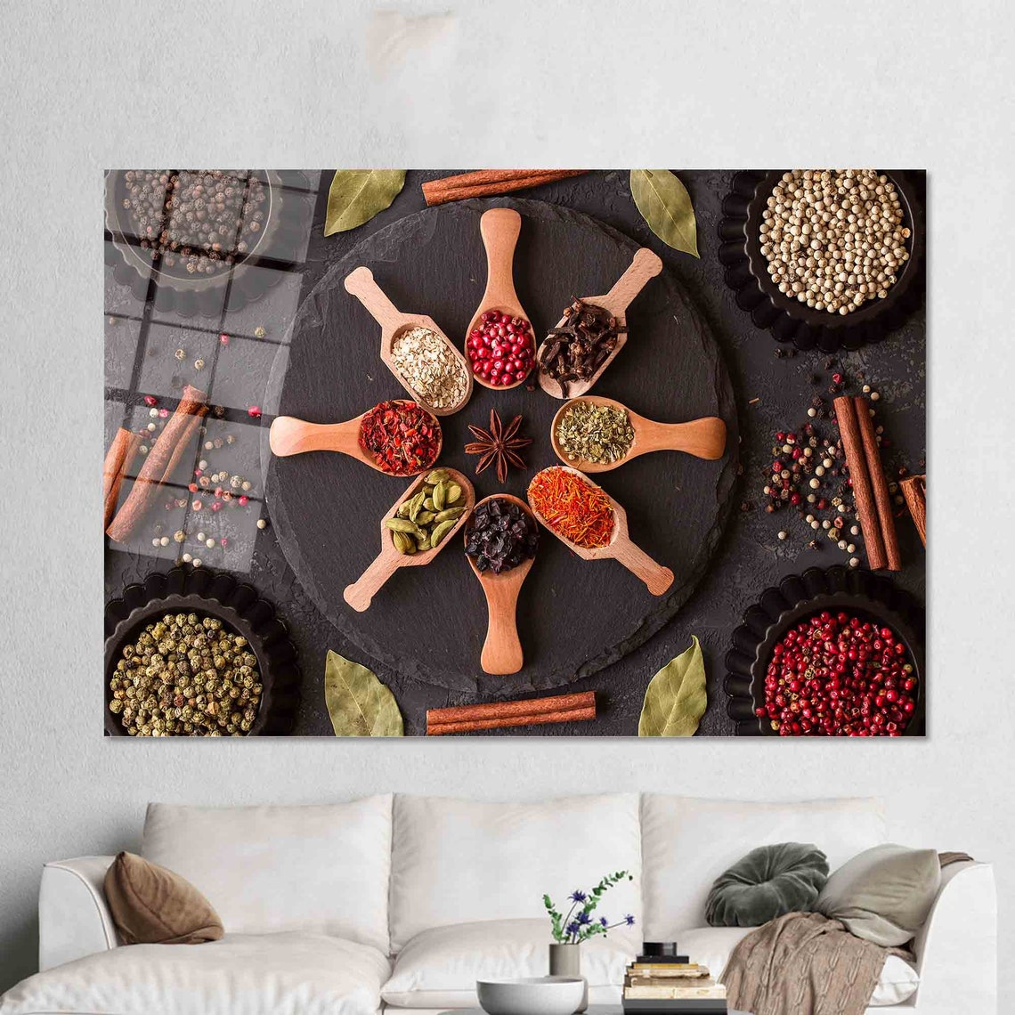 Indian Spices Art Spices Wall Decor Colorful Wall Art Modern 3d Glass Art Spices Wallpaper Framed Wall Art Poster Home Decor - Image 2