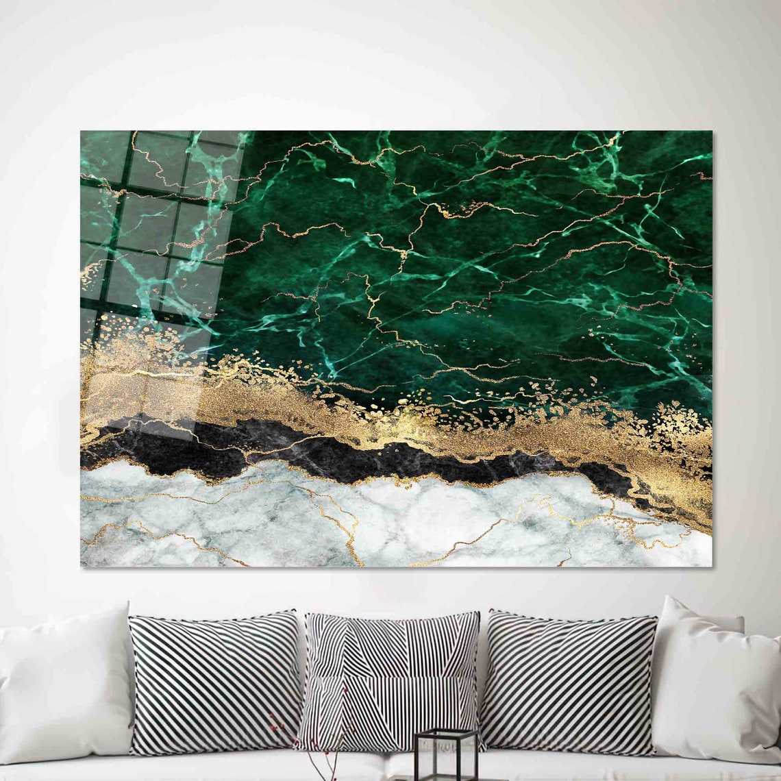 Green Gold and Black Marble Layers Abstract Modern Decor Poster - Image 2