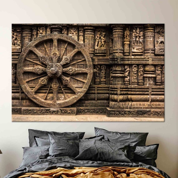 Chakra Wall Art Konark Sun Wall Art Modern Poster Indian Art Tempered Glass Chakra Wallpaper Framed Wall Decor Home Wall Art