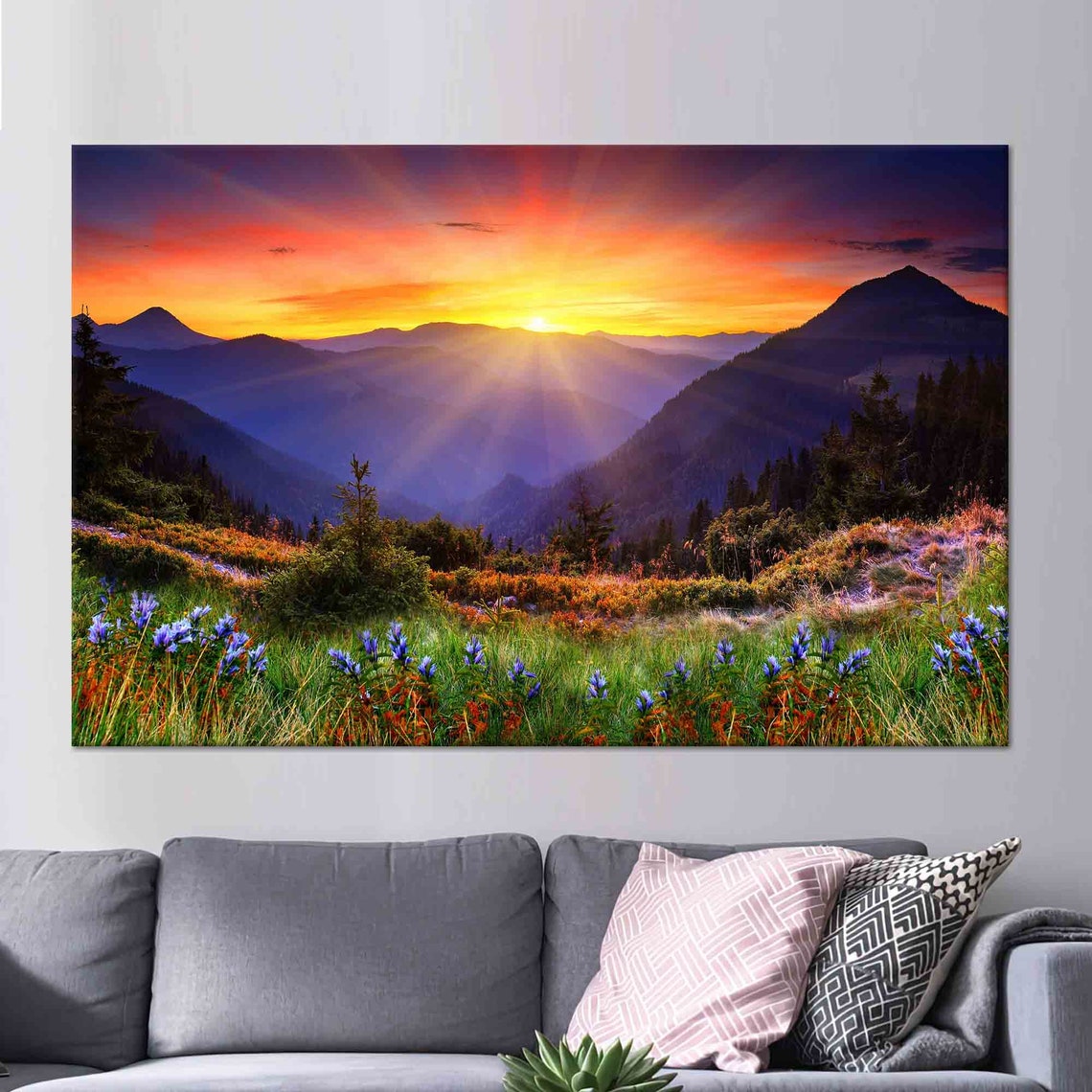 Mountain Wall Art Landscape Art Sunrise Wall Art Colorful Art 3d Glass Art Landscape Wallpaper Poster Large Wall Decor