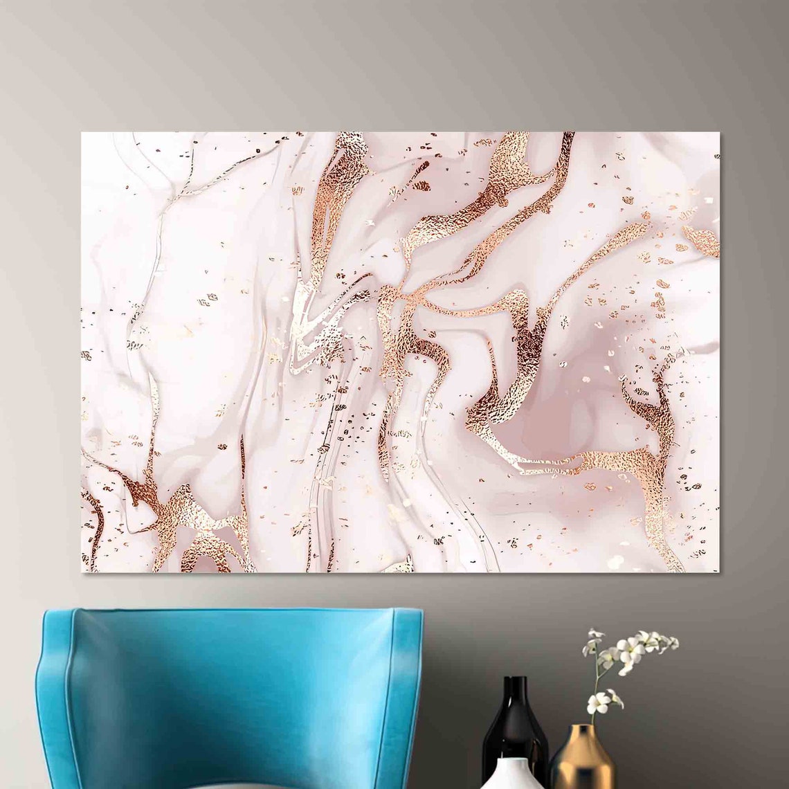Soft White Marble With Rose Gold Veins Elegant Home Decor Poster - Image 2