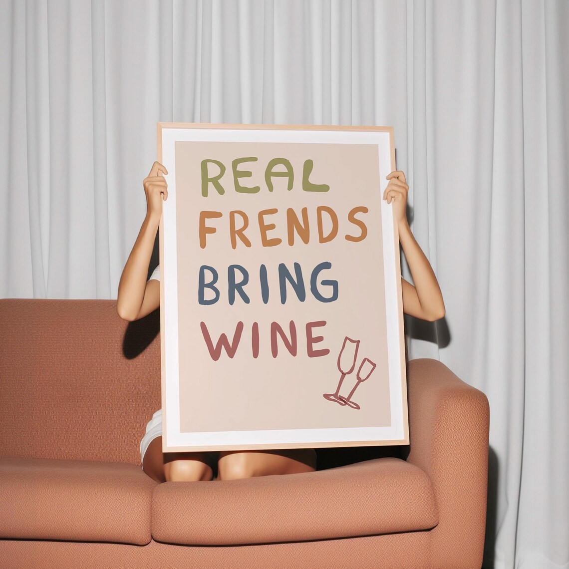 Wine Aesthetic Decor Art Print, Friends Poster - Image 2