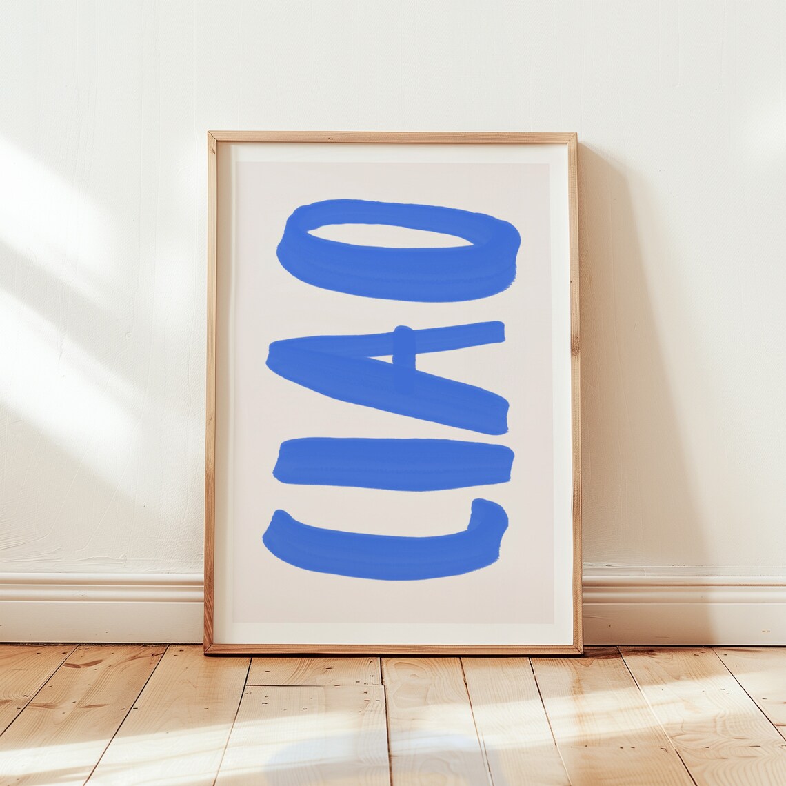 Ciao Blue Brushstroke Typography Italian Minimalist Word Poster