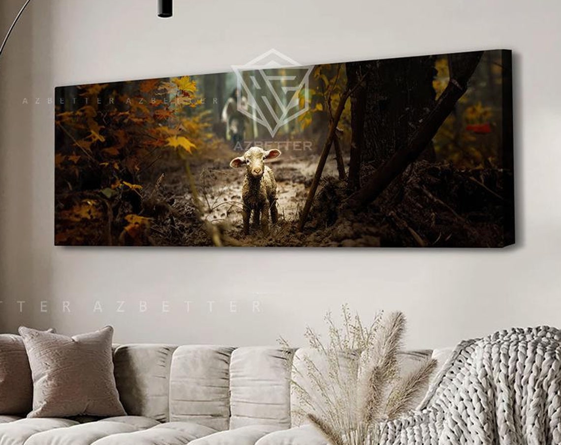 The Good Shepherd Is Coming Lost Lamb Rescue Panoramic Poster - Image 4
