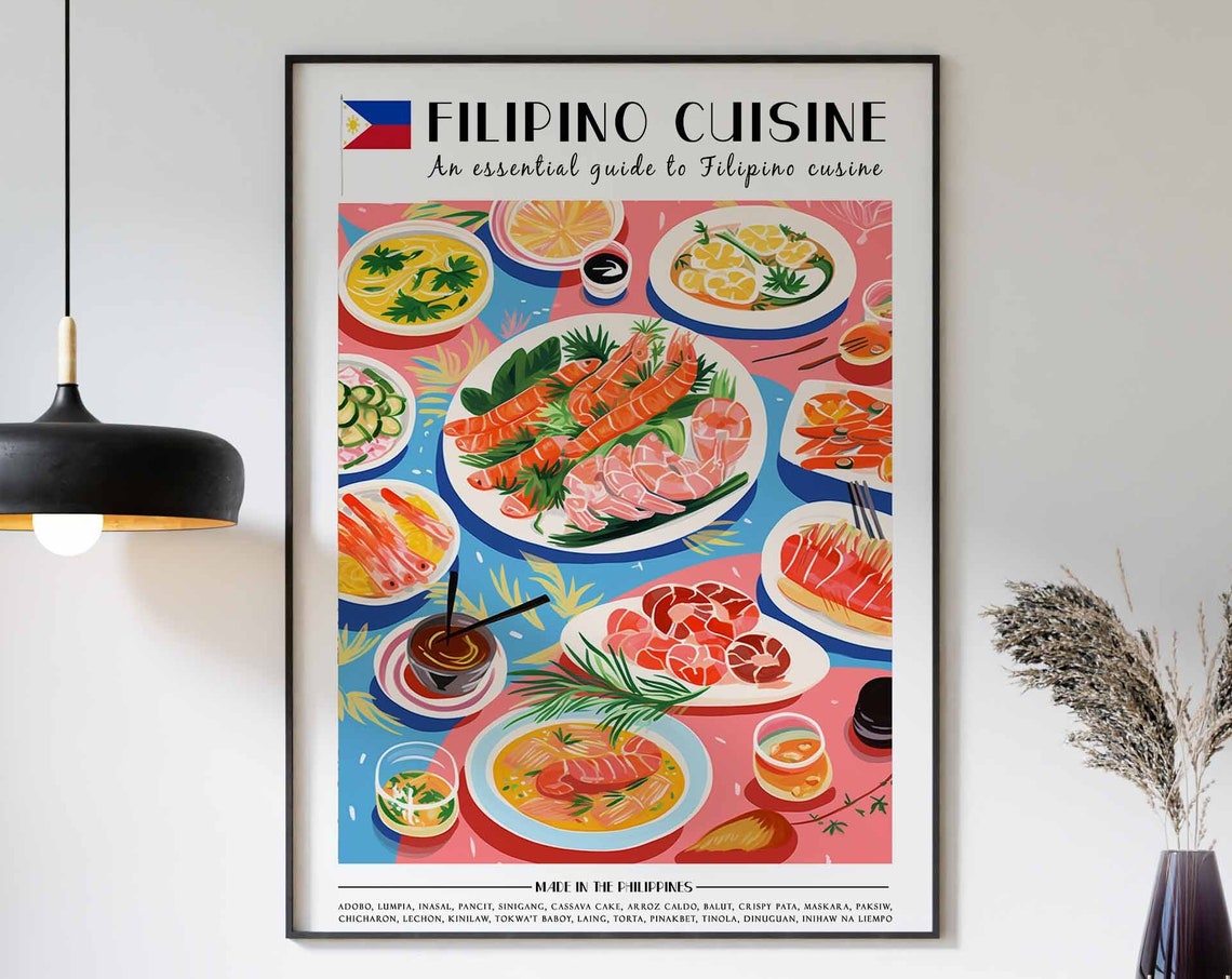 Food Print Filipino Food Poster Food Art Kitchen Decor Retro Wall Decor Kitchen Wall Art Vintage Filipino Food Wall Art Large Print