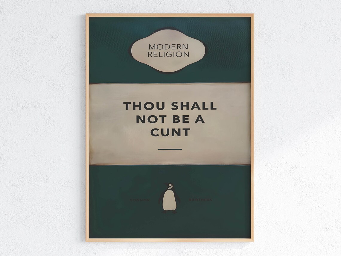 Thou Shalt Not Be A Cunt Modern Religion Satire Book Art Poster