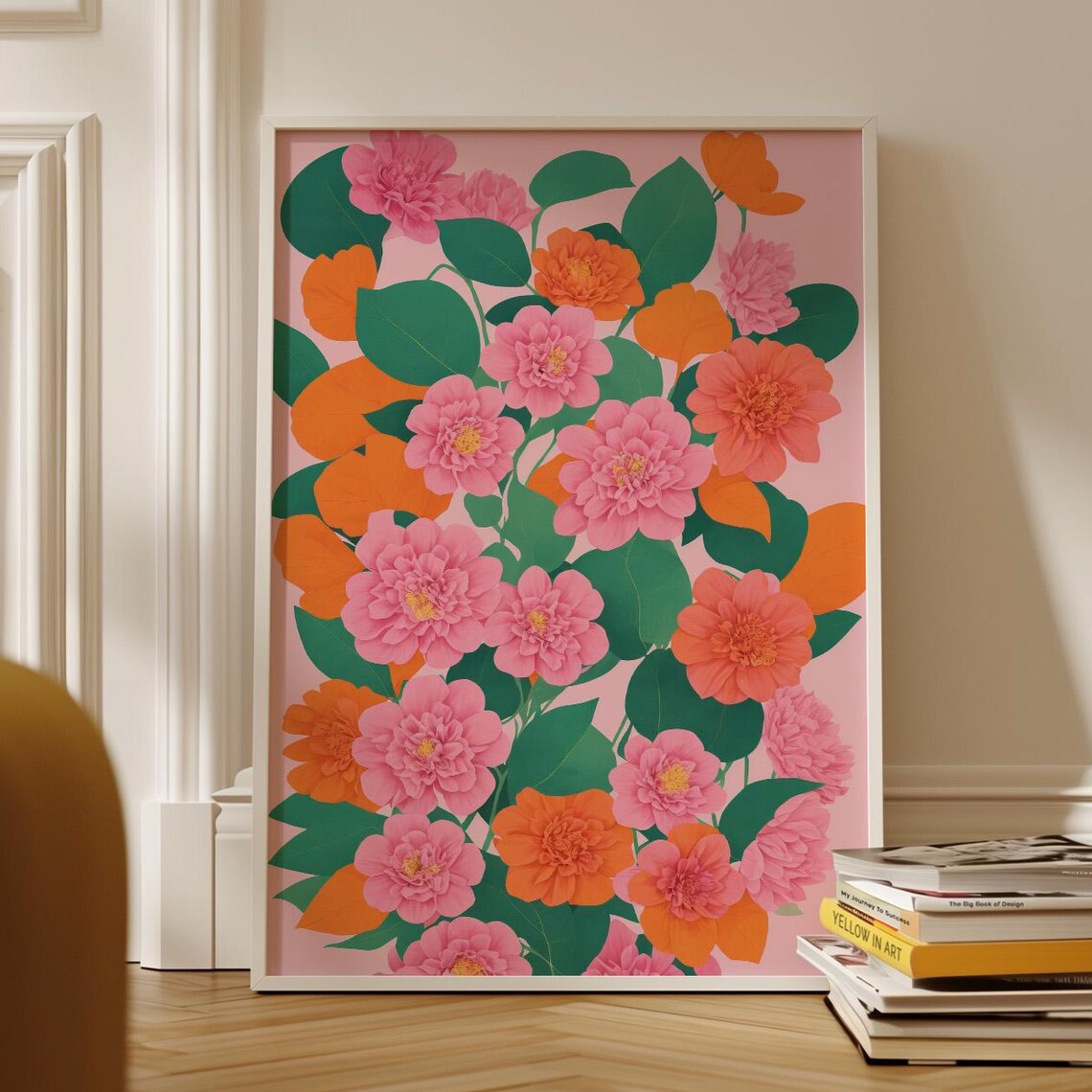 Vibrant Pink and Orange Floral Botanical Spring Bloom Poster
