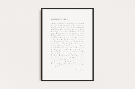 The Little Things Alysha Waghorn Quote Quotes Print Poster Print Wall Art Quotes Typography Print Prints Quotes