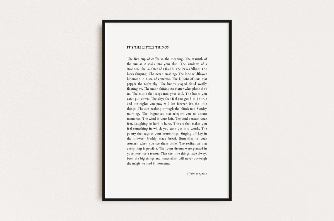 It's the Little Things Letter Minimalist Typography Gratitude Wall Art