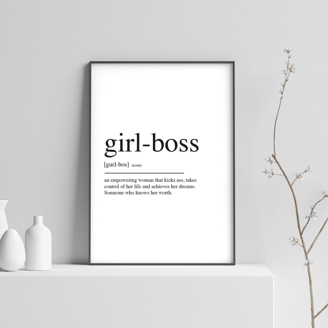 Girl Boss Dictionary Definition Minimalist Typography Art Print