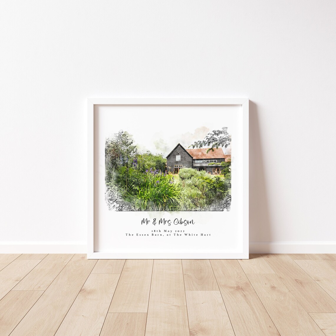 Personalised Wedding Venue Watercolour Sketch Art Print