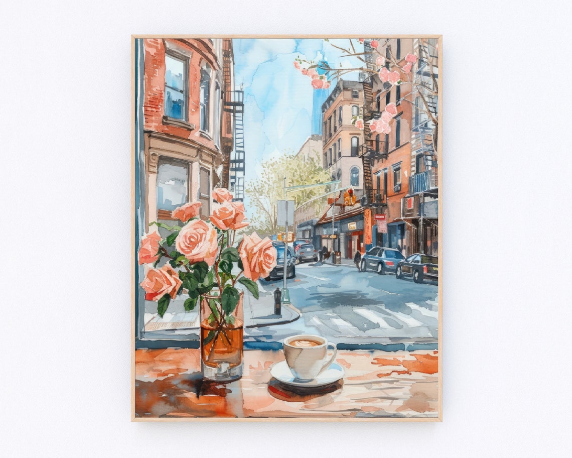 Manhattan Bridge Print New York Painting Brooklyn Watercolor New York Landscape Poster Usa Travel Poster Housewarming Gift P622
