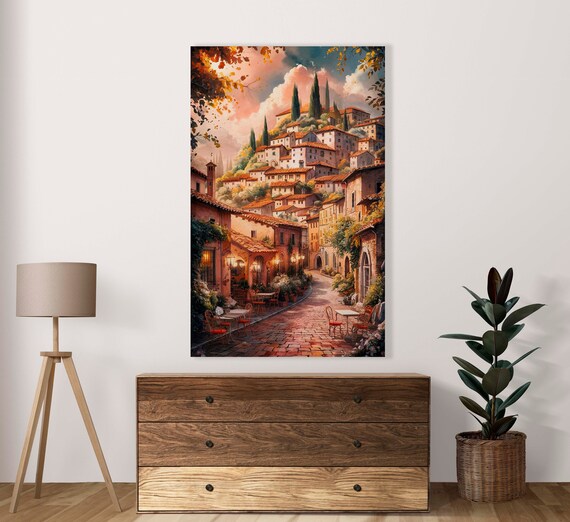 Ancient Roman Mountain Village Poster Of 1 Jpg Image Art Watercolor Decoration Wall Art Commercial Use