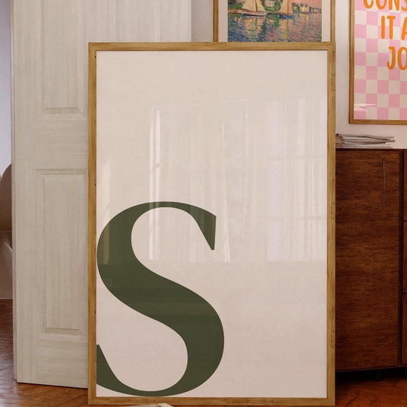 Letter S Poster, Preppy Room Decor