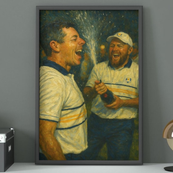Ryder Cup Golfers Champagne Celebration Vintage Oil Painting Poster