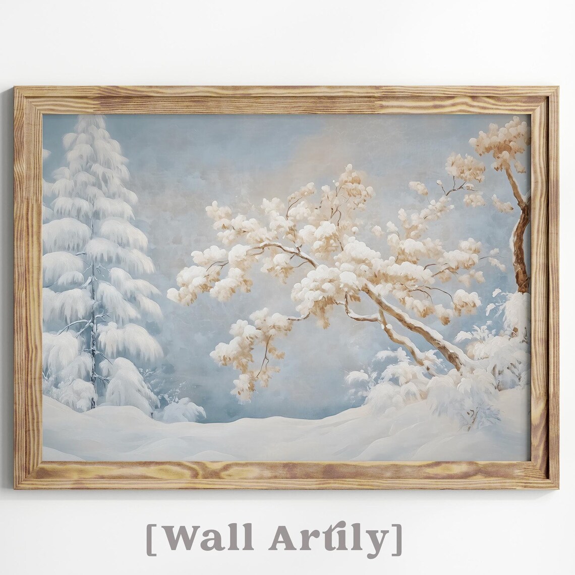 Snow Covered Branches Over A Snowy Path Cool Winter Painting Poster - Image 7