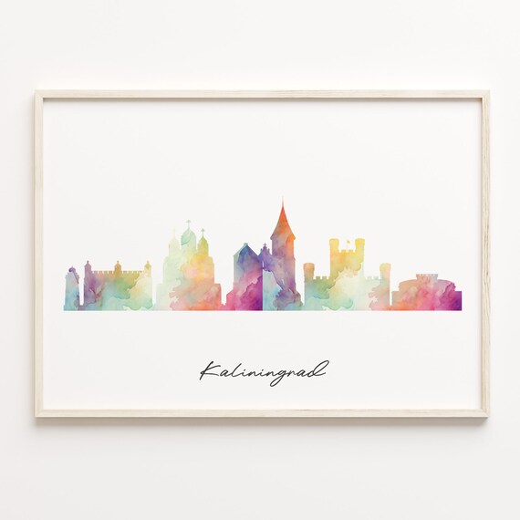 Kaliningrad Russia Watercolor Skyline Cityscape Travel Poster