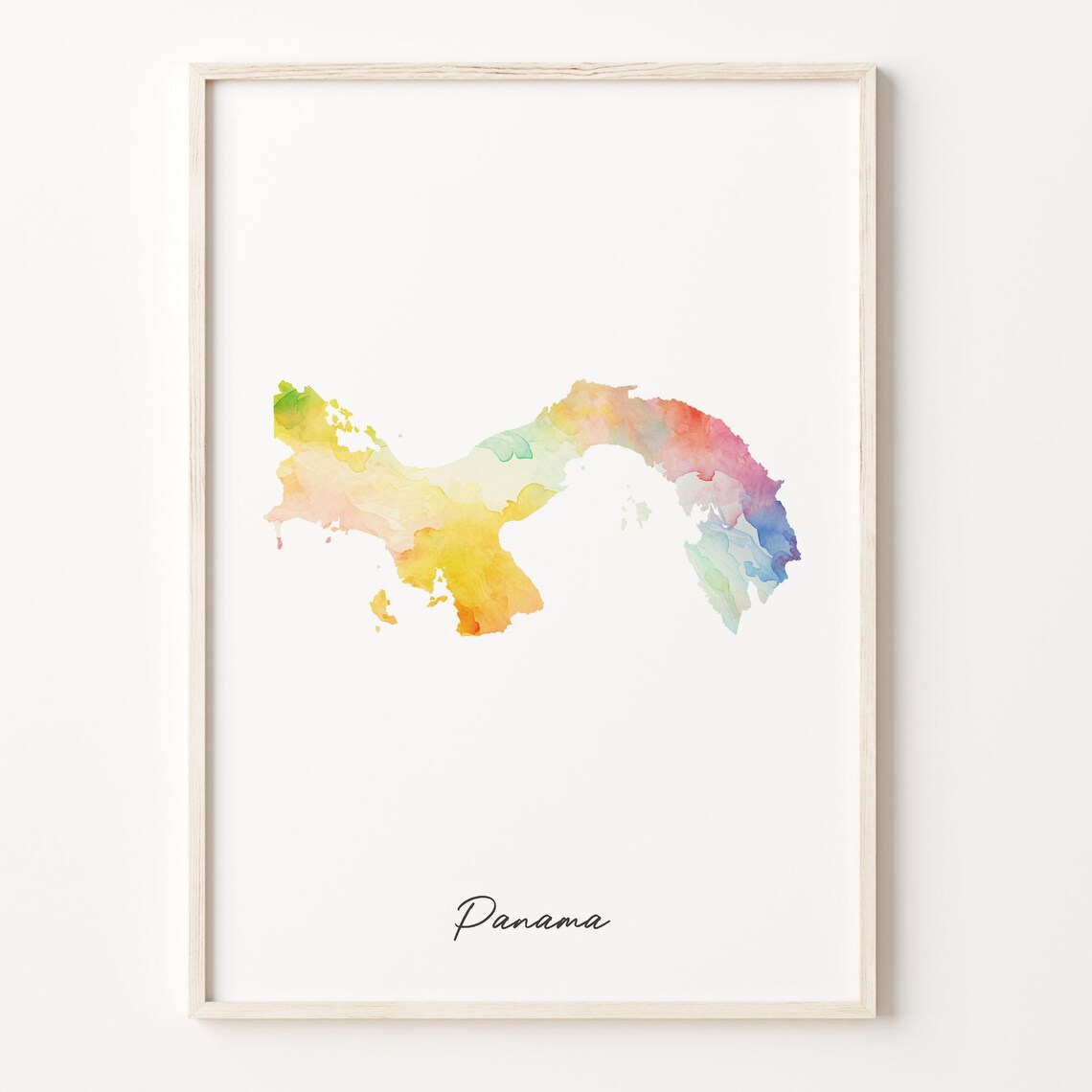Stunning Panama Central America Watercolor Country Map Pastel Poster