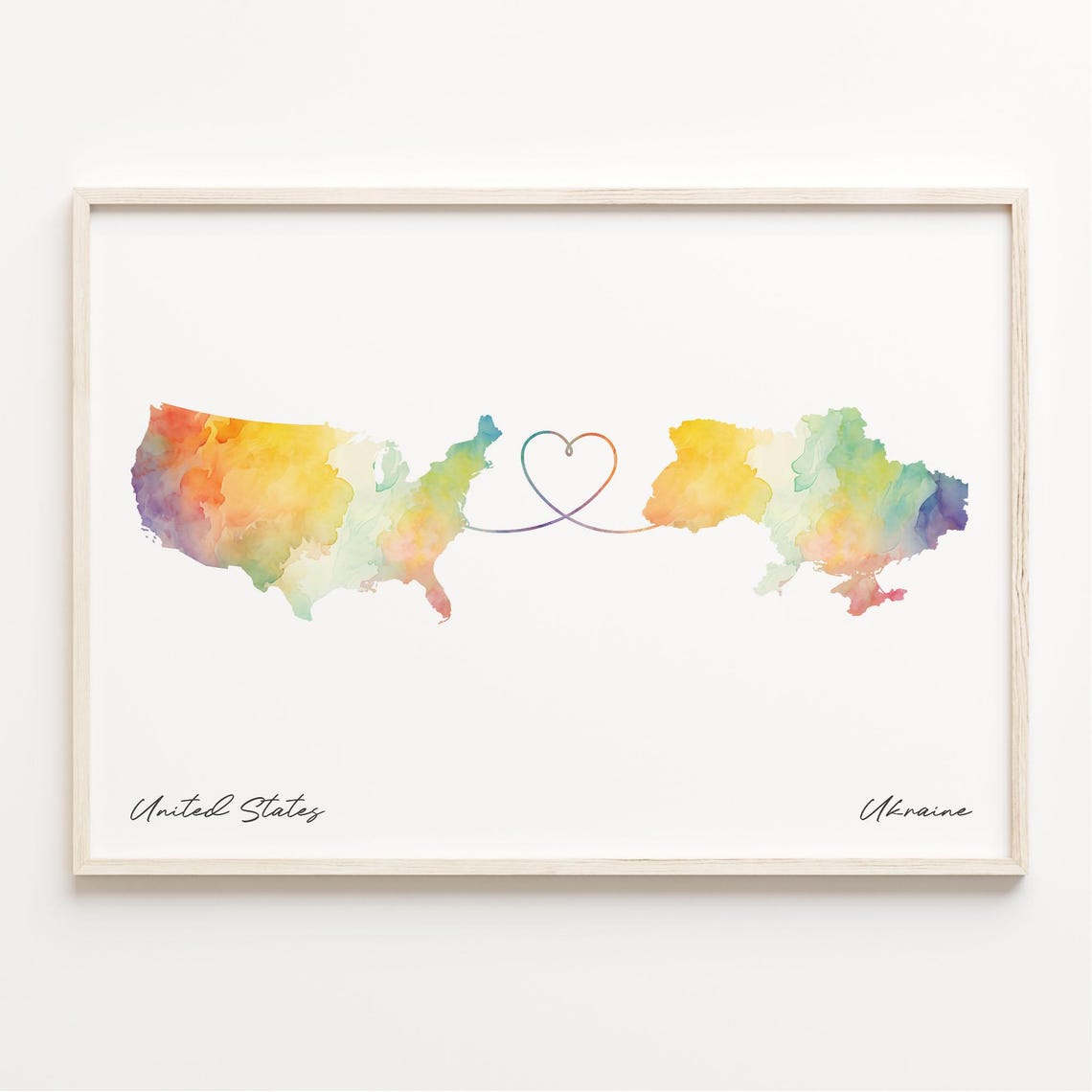 Us To Ukraine Watercolor Map Art Print