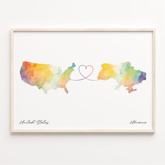 Us To Ukraine Watercolor Map Art Print