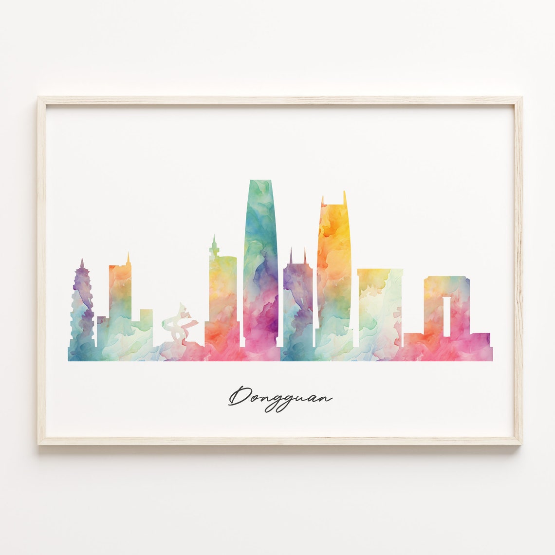 Dongguan China Watercolor Skyline Cityscape Modern Travel Gift Poster
