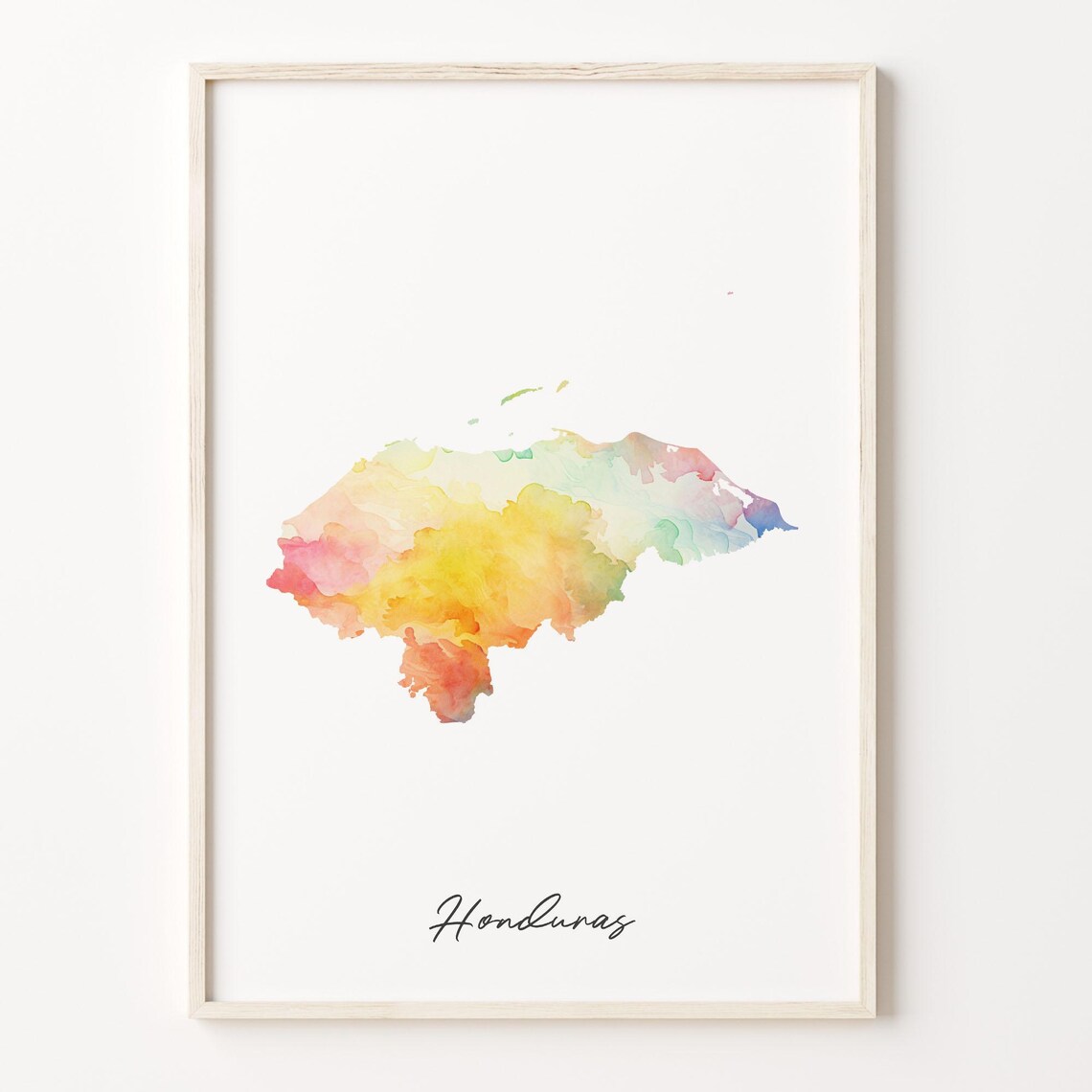 Honduras Watercolor Map Art Print, Travel Poster