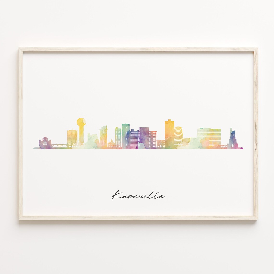 Knoxville Tennessee Rainbow Wash Watercolor Cityscape Skyline Poster