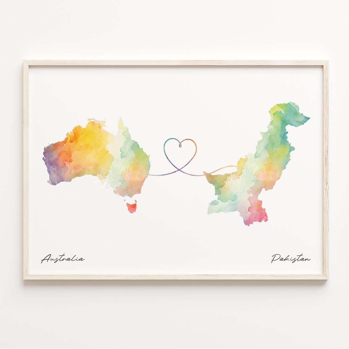 Australia To Pakistan Watercolor Map Travel Poster