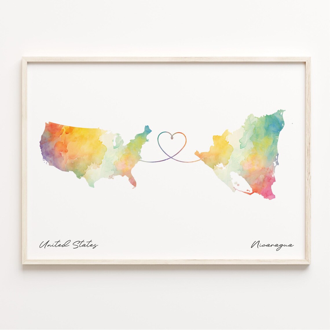 Us To Nicaragua Watercolor Map Travel Poster