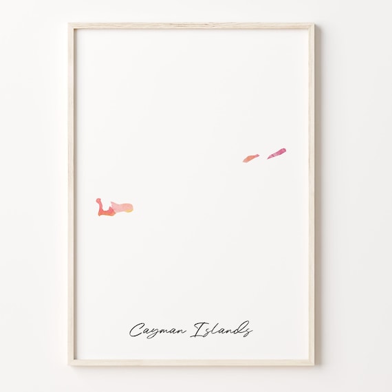 Cayman Islands Watercolor Map Minimalist Pink Blush Travel Poster