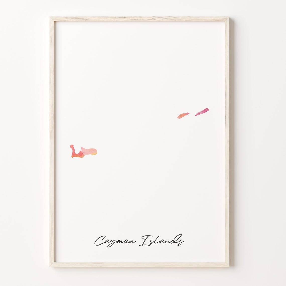 Cayman Islands Watercolor Map Minimalist Pink Blush Travel Poster