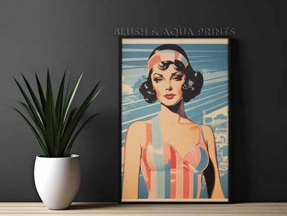 Vintage Eclectic Surf Poster Wall Art Prints Trendy Preppy Room Decor Boho Maximalist Bedroom Over The Bed