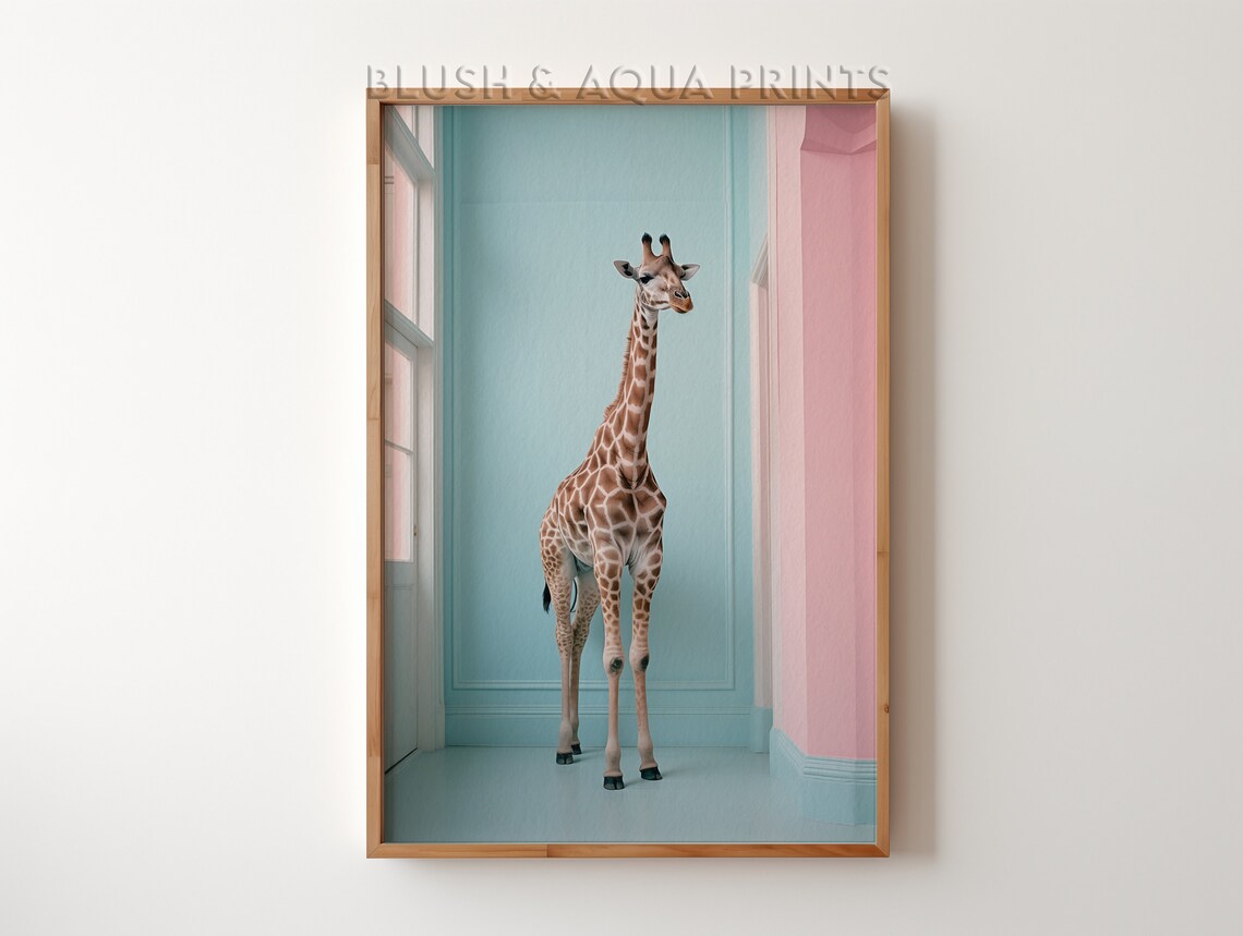 Maximalist Decor Giraffe Funky Wall Art Animal Print Eclectic Prints Trendy Ai Generated