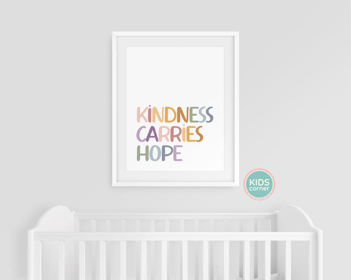 Kindness Carries Hope Colorful Pastel Hand Lettered Quote Poster - Image 3
