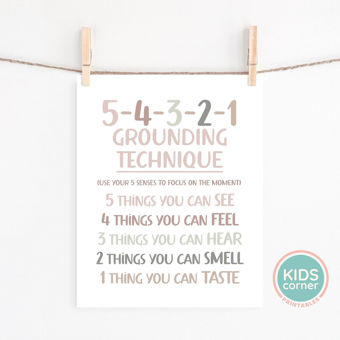 5 4 3 2 1 Grounding Technique Mindfulness Art Print - Image 3