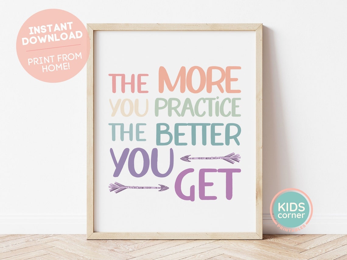 The More You Practice the Better You Get Pastel Classroom Poster
