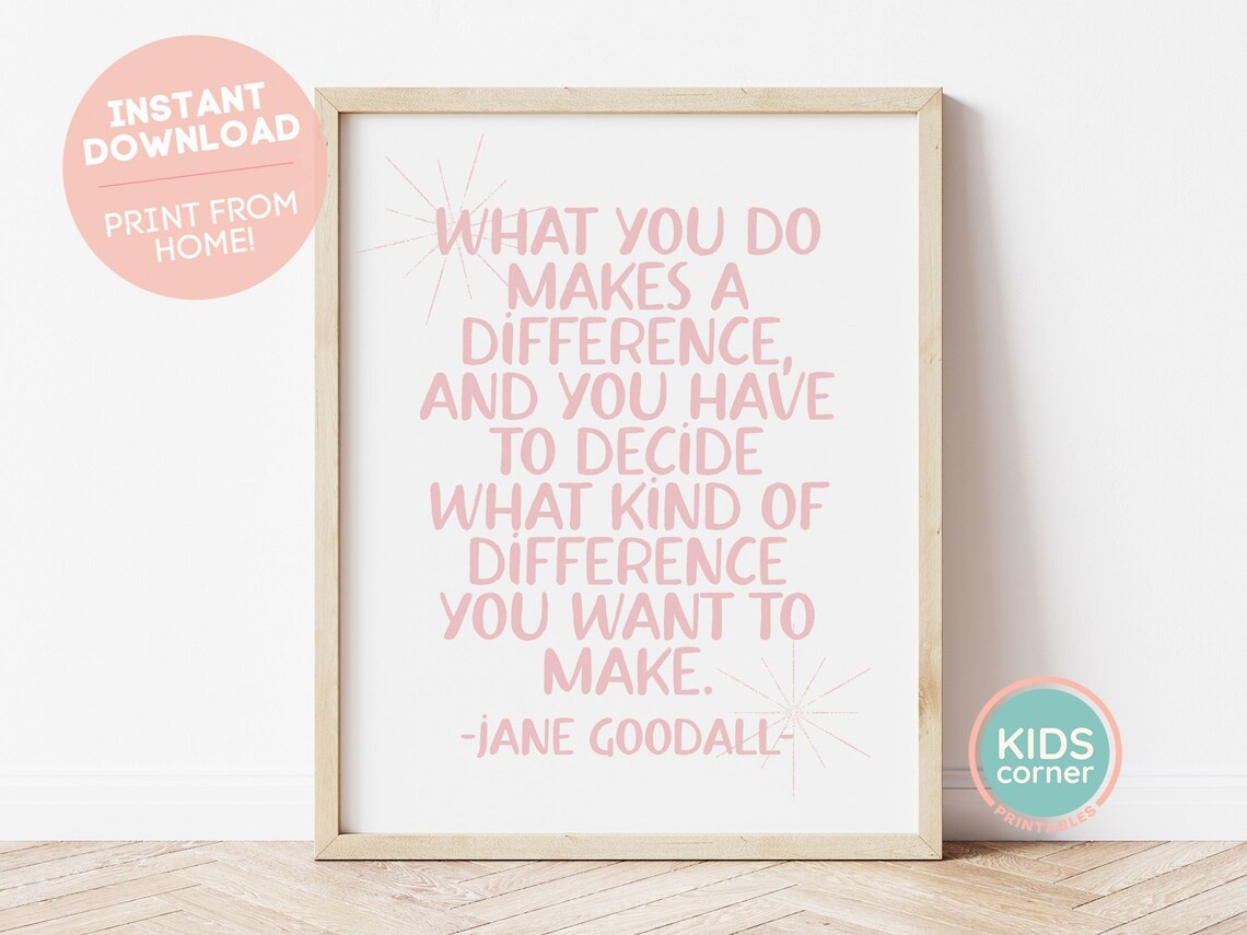 Jane Goodall Quote, Motivational Typography Art Print