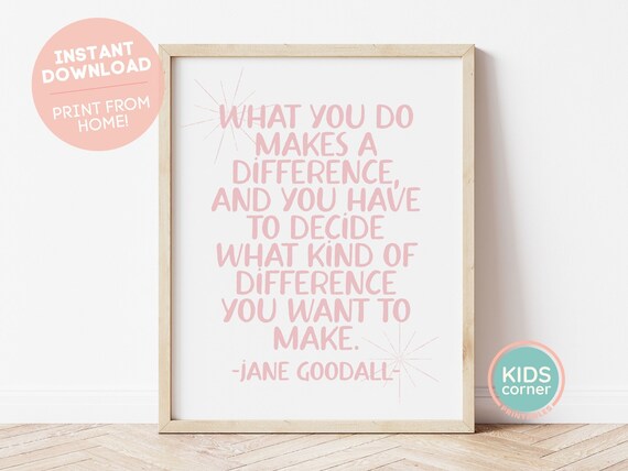 Jane Goodall Quote, Motivational Typography Art Print