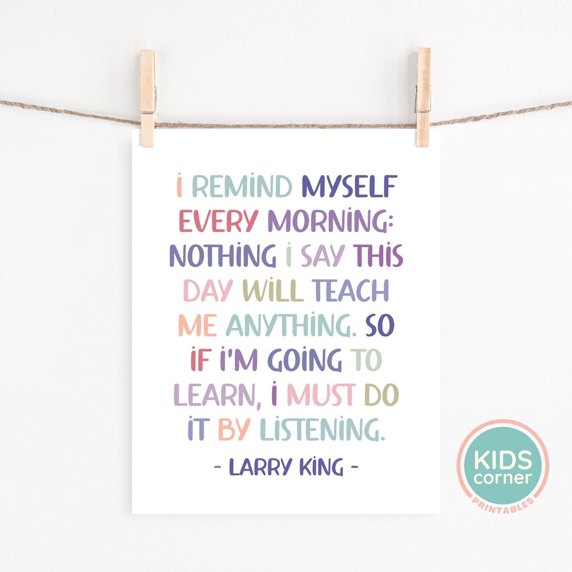 Larry King Listening Quote Learn by Listening Wisdom Classroom Poster - Image 2