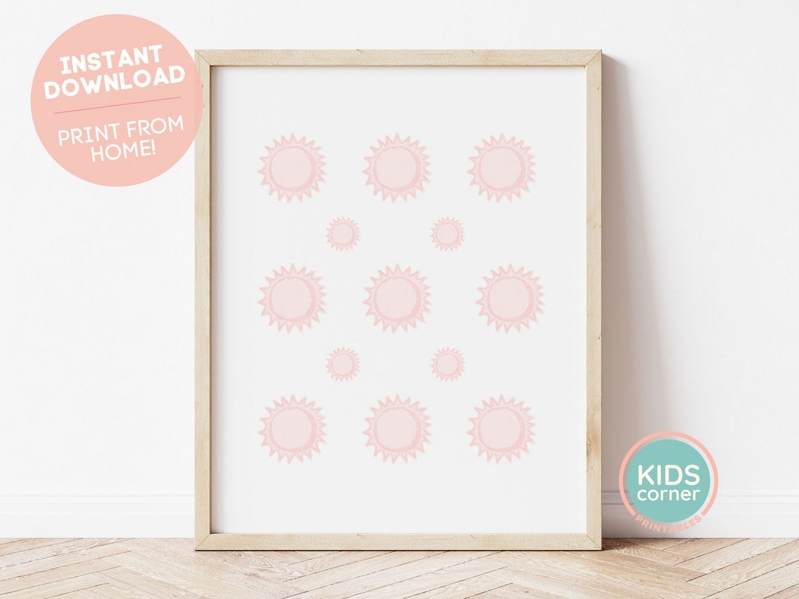 Pink Sunshine Grid Blush Boho Nursery Kids Room Minimalist Poster