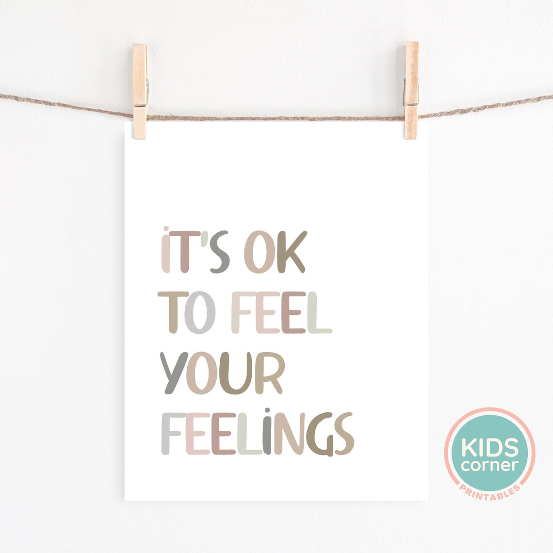 It's OK to Feel Your Feelings Kids Affirmation Art Print - Image 2
