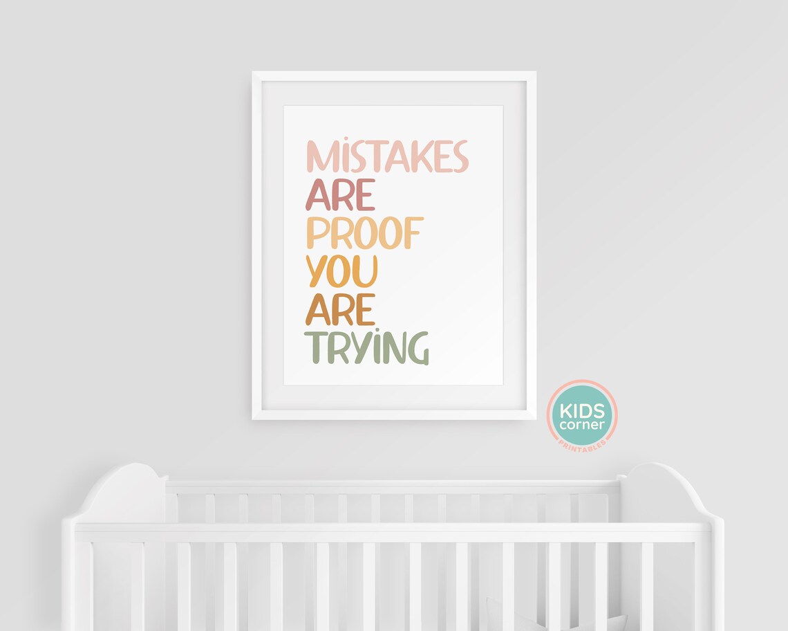 Mistakes Are Proof You Are Trying Pastel Rainbow Lettering Quote Poster - Image 3