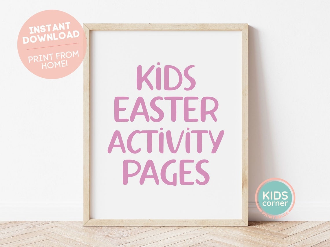 Kids Easter Activity Pages Pink Title Printable Cover Art Poster