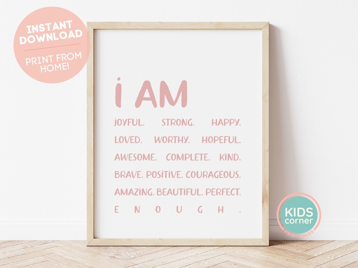 I Am Affirmations Print, Kids Corner Wall Art