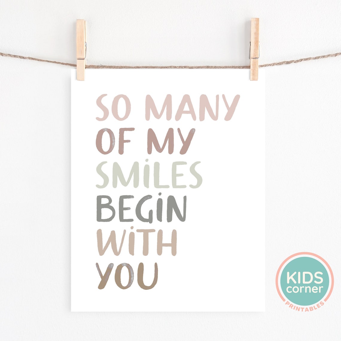 So Many Of My Smiles Begin With You Neutral Love Quote Poster - Image 2