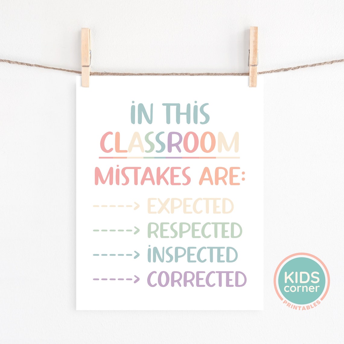 In This Classroom Mistakes Are Expected Pastel Rainbow Teacher Poster - Image 3